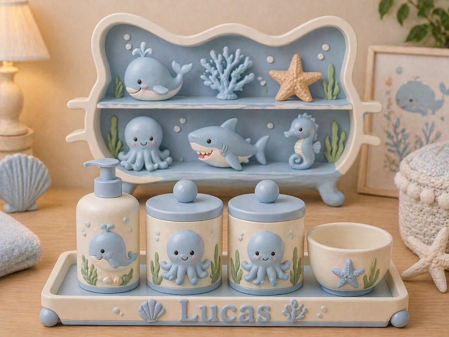 personalized baby nursery set - shelf + hygiene kit