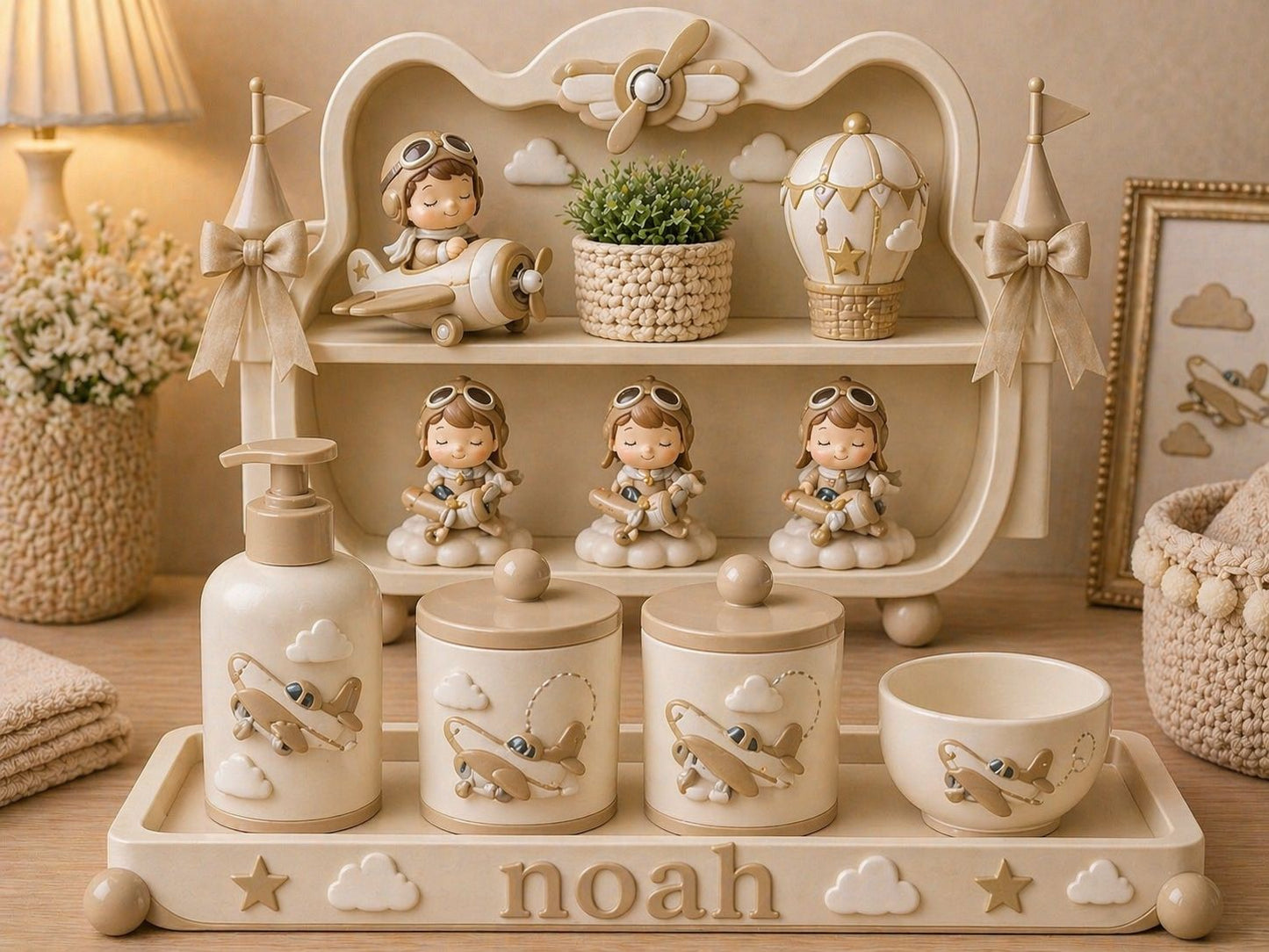 personalized baby nursery set - shelf + hygiene kit